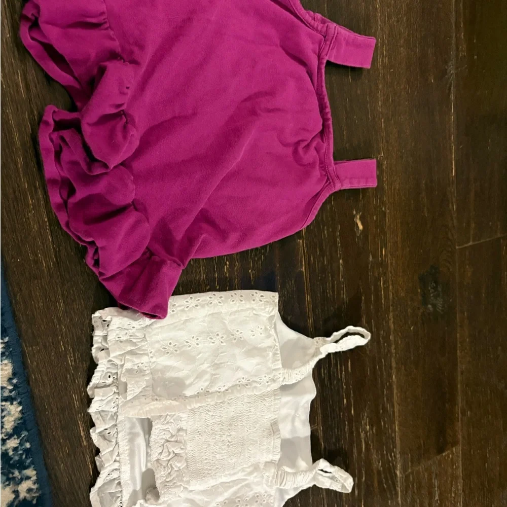 Kids Sleeveless Romper Set - Pink and White